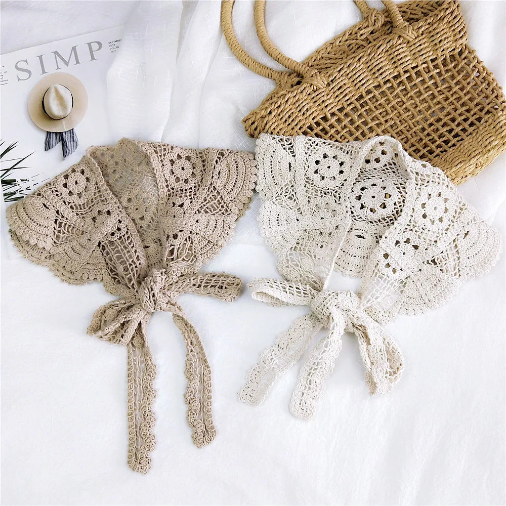 

2021New Sunbird Cotton Lace Solid Color Triangular Binder Women's Shawls Spring Autumn Neck Protection Ladies Neckerchief