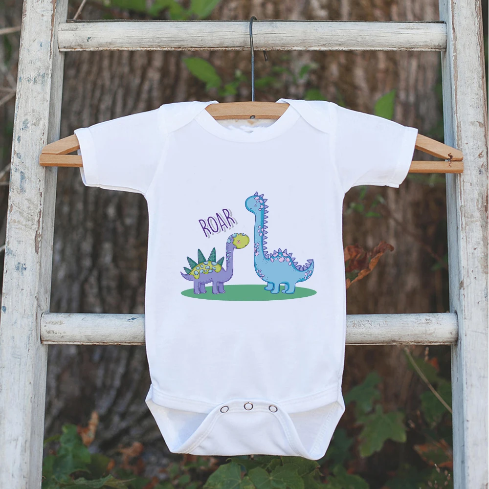 

Cute Dinosaur Print Cartoon Toddler Boy Baby Bodysuits Urban Casual Summer Infant Clothes Comfy Soft Fashion Newborn Onesies