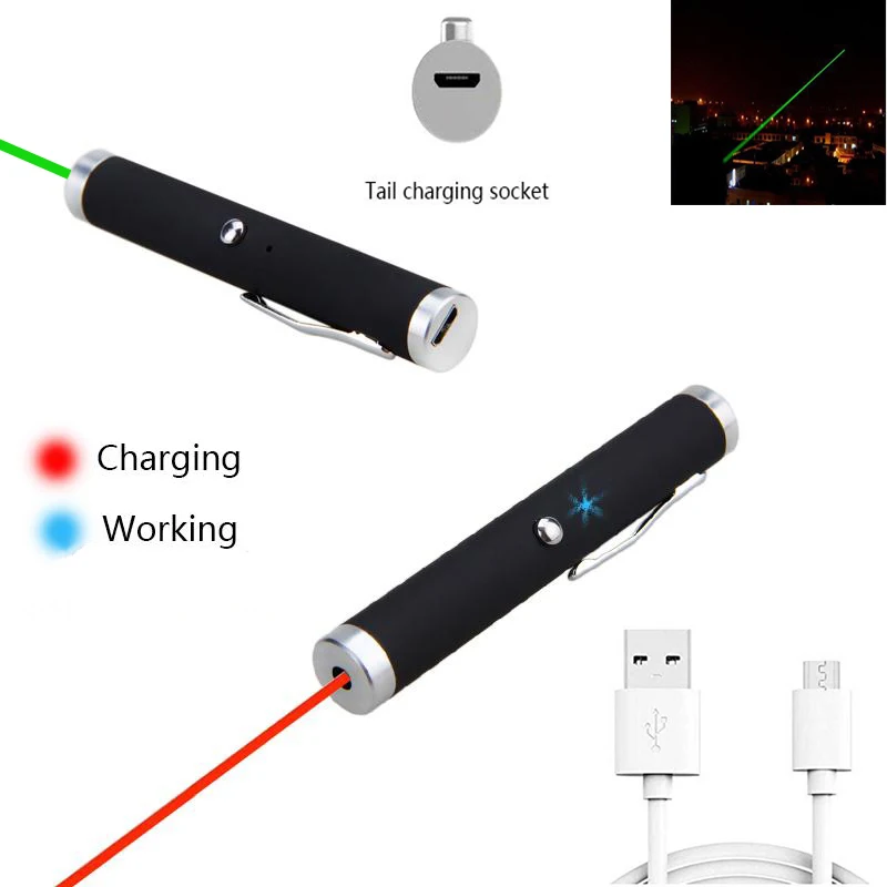 

Green Laser Pointer USB Charging High Power Portable Red Dot Laser Pen Single Point Lazer Hunting Teaching Training Cat Toy