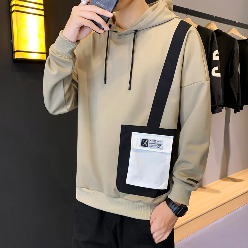 

Свитшот мужской с капюшоном, Повседневный пуловер в стиле хип-хоп, Лоскутная кофта, уличная одежда, 3XL, весна-лето