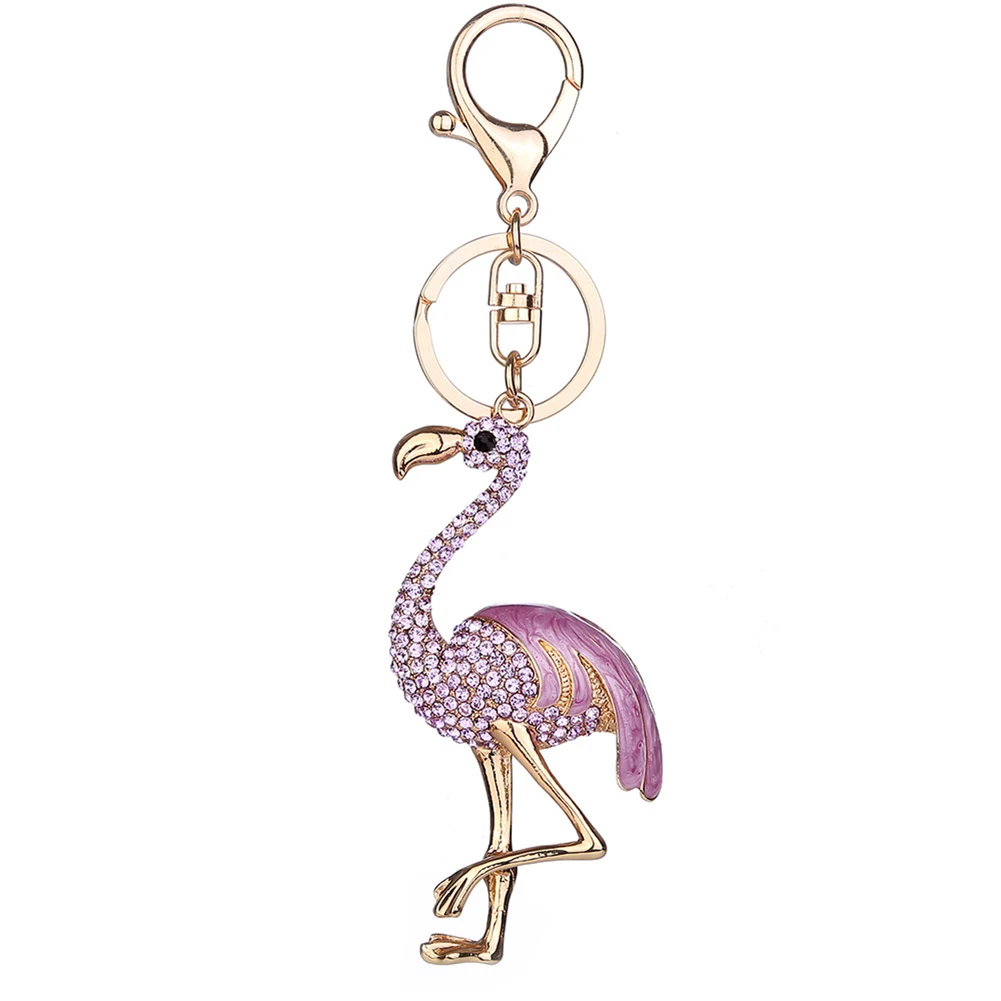Блестящие стразы в форме фламинго милый автомобильный брелок подвеска для