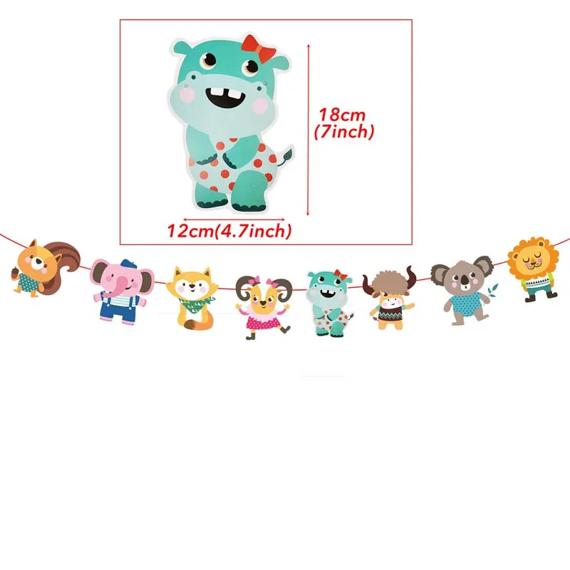 Милый баннер С Днем Рождения Мультяшные животные подвесные гирлянды на тему