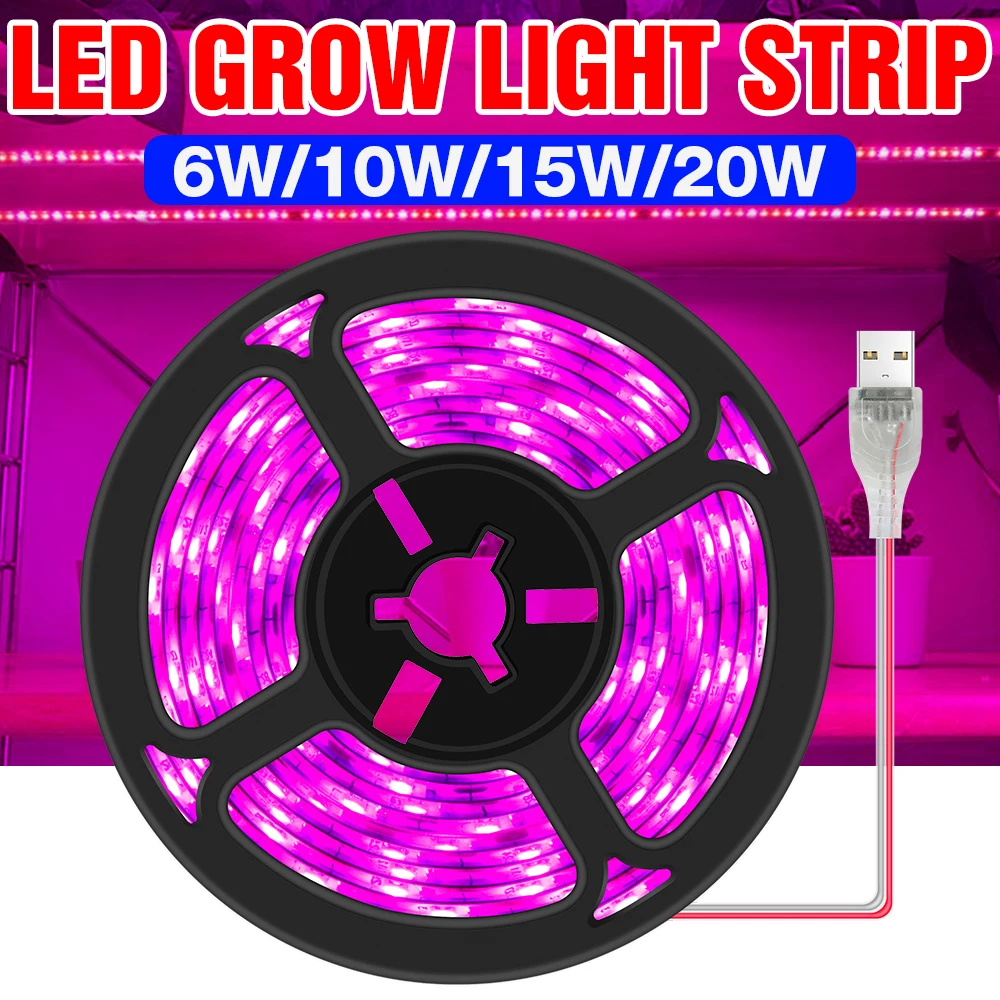 LED Full Spectrum Phyto Lamp USB 5V Grow Light Strip 0.5m 1m 2m 3m 2835 SMD Plants Flowers LED Greenhouse Cultivo Hydroponic