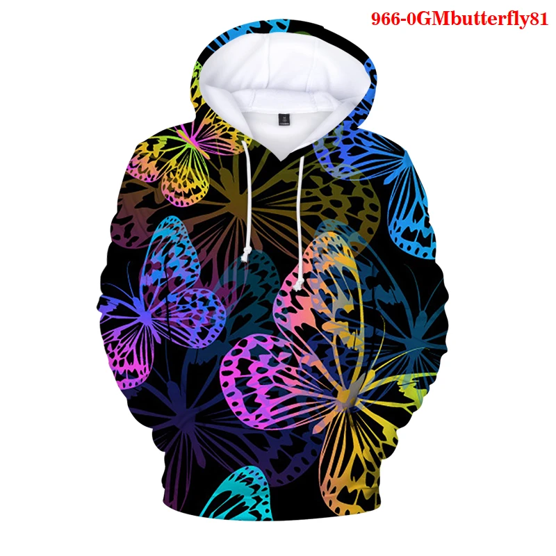 

2021 New Butterfly 3D Hoodies Cute Flower Butterfly 3D Hoodies for Girls Teens Harajuku Streetwear Pullover Colorful Sweatshirts