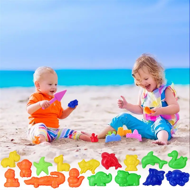 

27PCS Sand Molding Toys Building Kits Kid'S Summer Beach Sand Toys Sand Play Set With Castle Animal Sand Molds And Tools