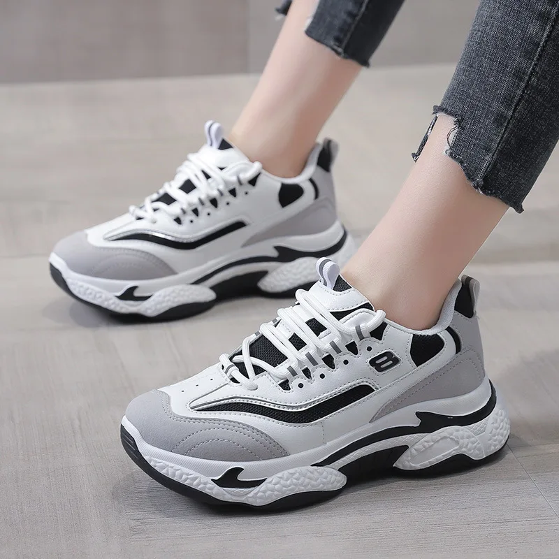 

Fashion Spring Mixed Colors Platform Sneakers Women Shoes Korean Breathable Casual Shoes Ladies Lace Up Female Sneakers Harajuku