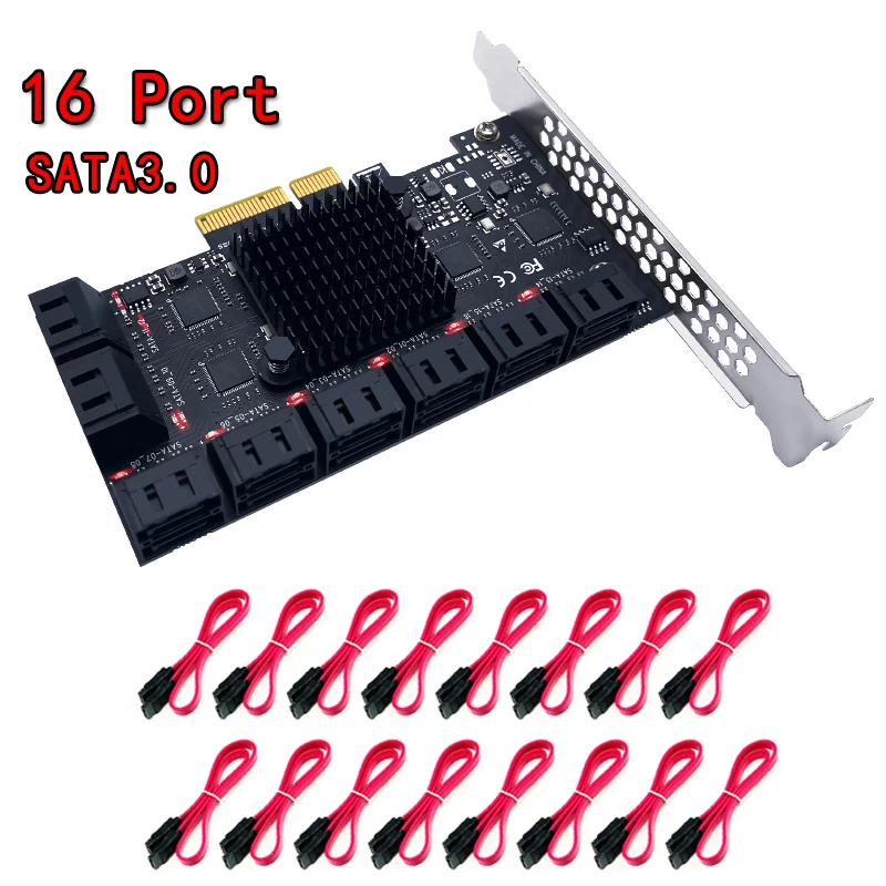 

PCIE SATA Card 16 Ports 6Gb SATA 3.0 PCIe Card, PCIe To SATA Controller Expansion Card, X4 PCI Slots Support 16 SATA 3.0 Devices