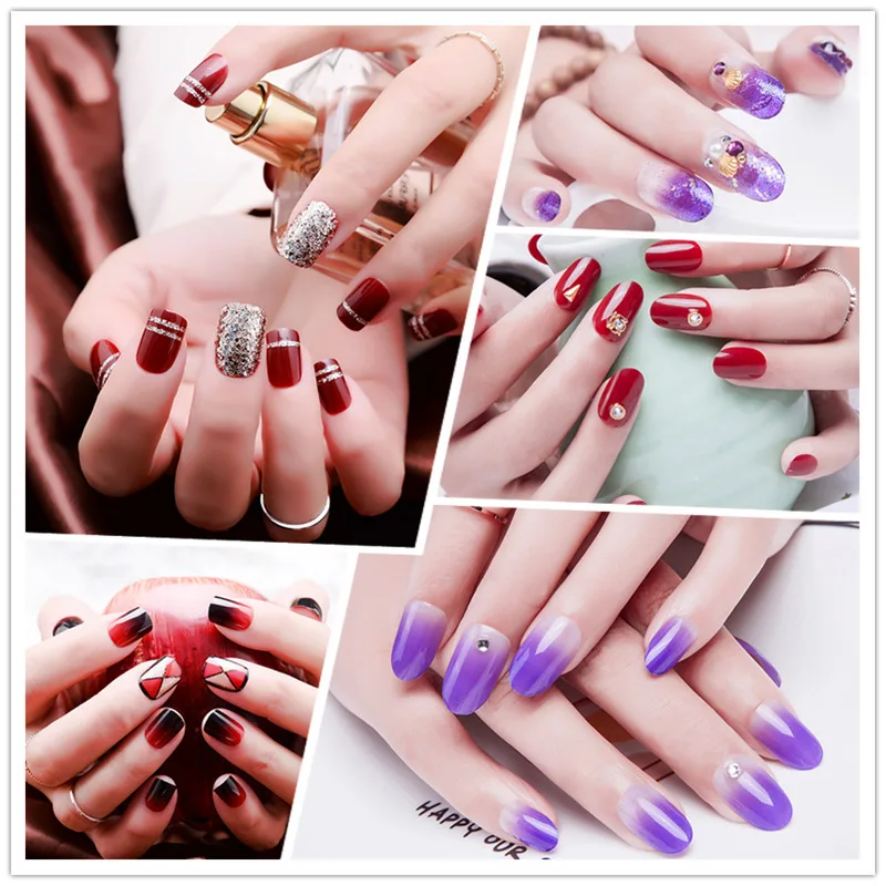 8 цветов Кристалл искусственные Кончики ногтей красочные поддельные ногти