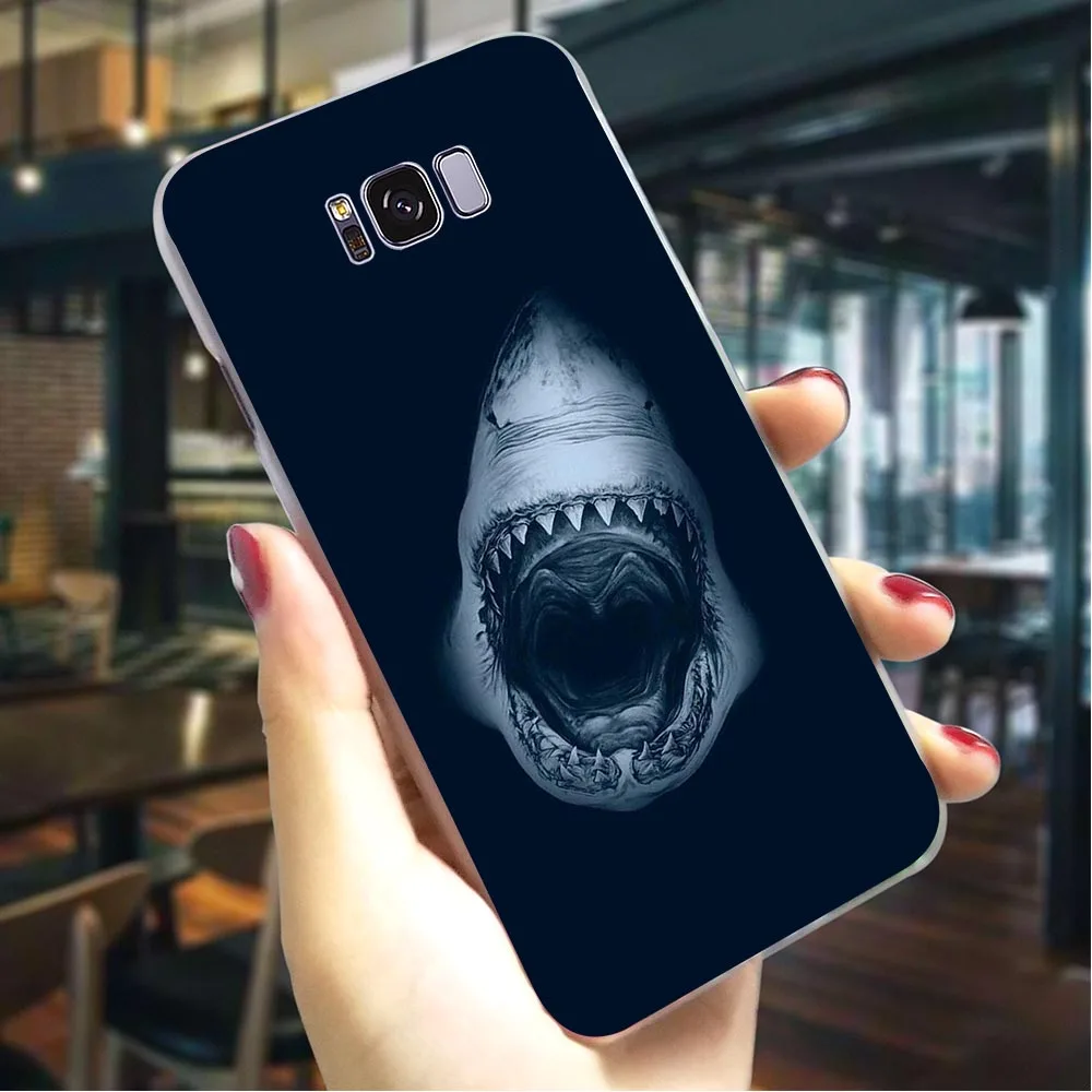 Жесткий чехол с забавными мультяшными акулами для телефона Galaxy A60 Cover A3/A5 A6 A8 Plus/A7 A9