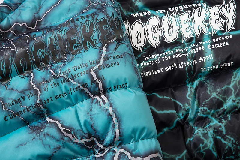 

Flame Tie-dye Printed Korean High Street Loose-fitting Coats for Men Women Cotton-padded Jackets Thickened Clothing Men