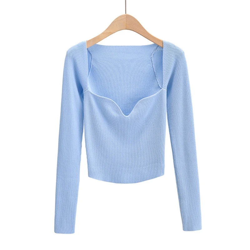 

2021 Korean Style Women Long Sleeve Sweater Round Neck Simple Solid Color Pullover Tops Knitted Slim Fit Autumn Jumper