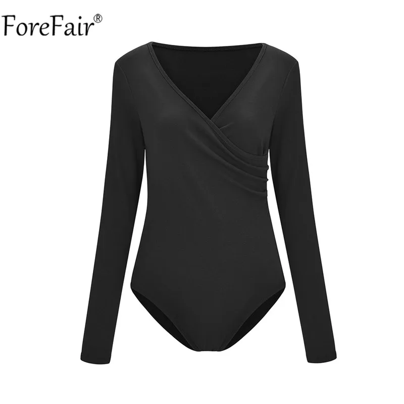 Женское хлопковое боди с длинным рукавом V-образным вырезом | Женская одежда