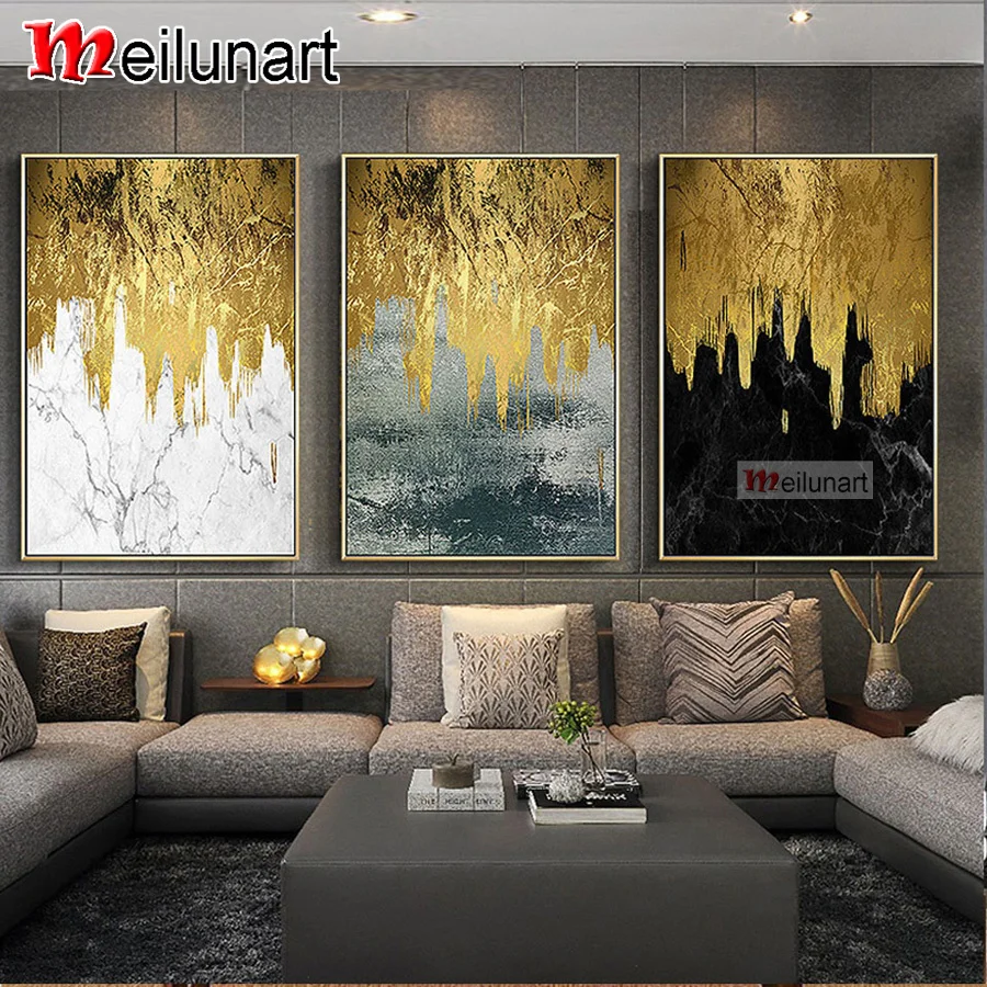 

Абстрактный Золотой пейзаж diy 5d алмазная живопись Триптих полная квадратная круглая Алмазная вышивка распродажа домашний декор AS0546