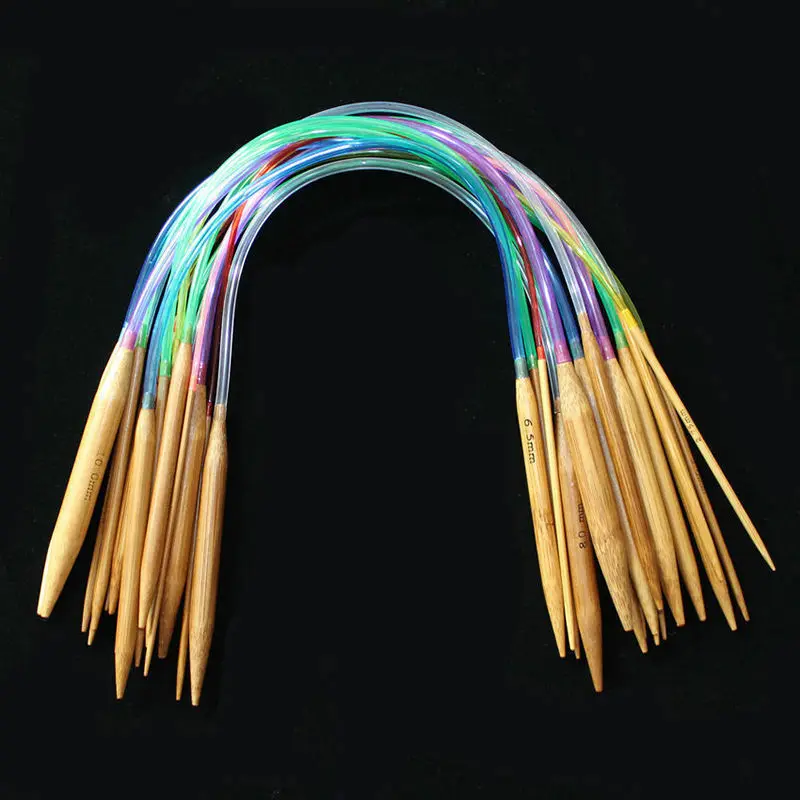 

18pcs Multicolor Tube Circular Carbonized Bamboo Double Pointed Knitting Needles