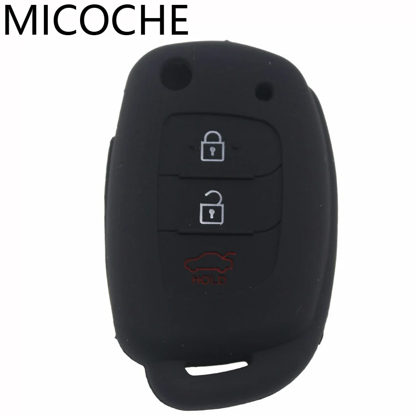 Складной силиконовый чехол с 3 кнопками для автомобильных ключей Hyundai i10 i20 i30 IX25 IX35