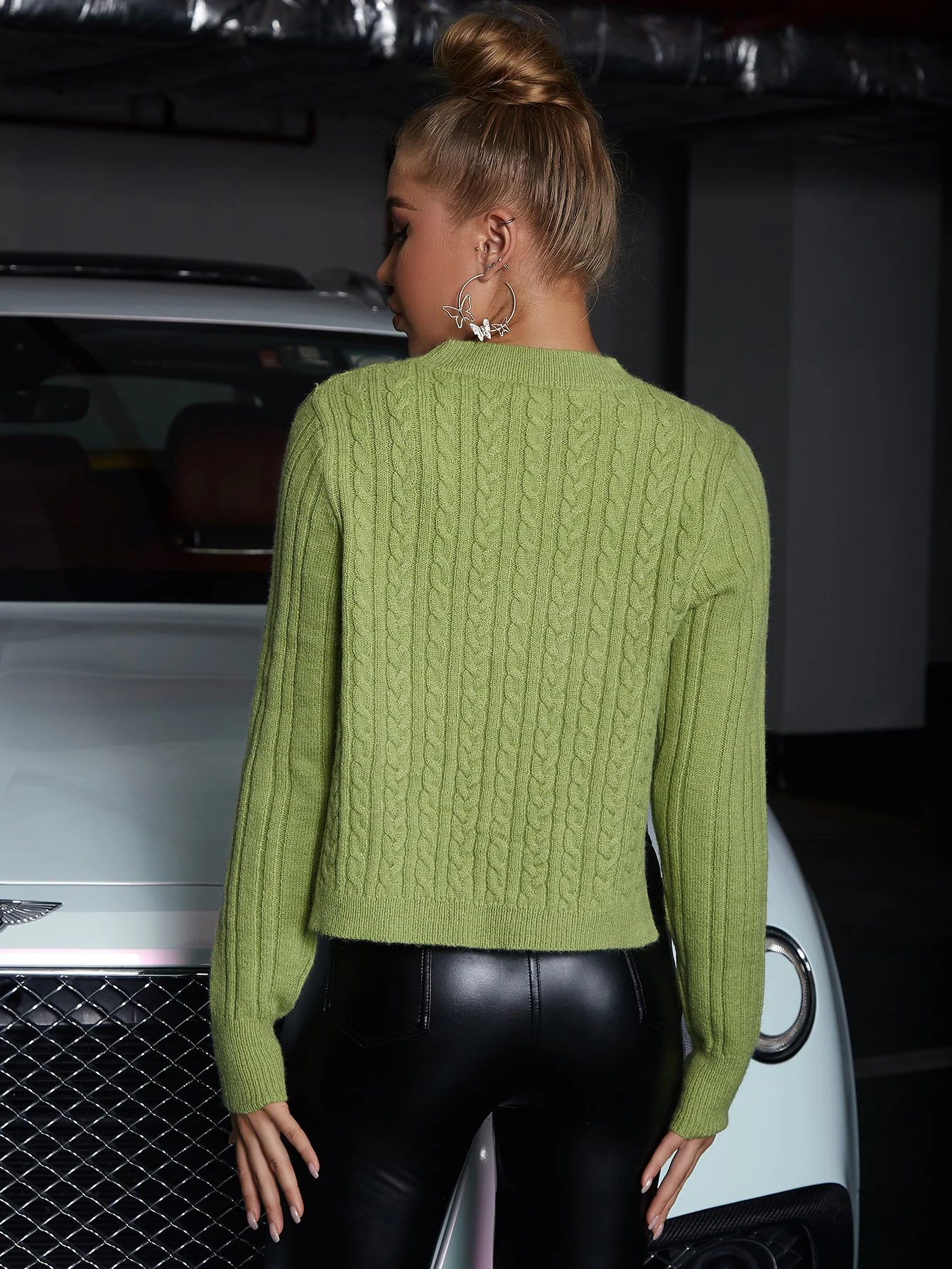 

Autumn style layered black short knit sweater Long sleeve blouse + camisole sweater women's two-piece suit, women's trendy cloth