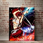 Erza Scarlet Fairy Tail аниме плакат настенное Искусство Печать на холсте Живопись Декор Искусство на стену картины для гостиной манга живопись