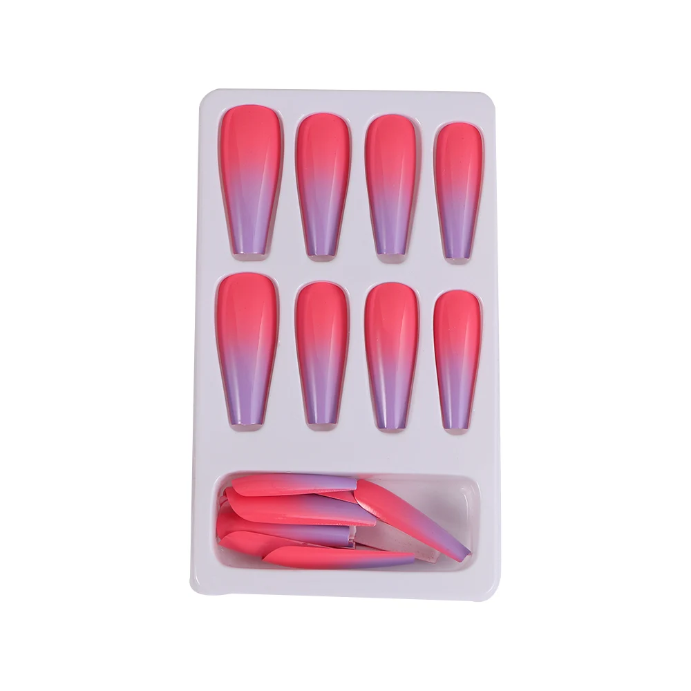 24 шт. накладные гробы с градиентом балерина полностью закрывающие ногти съемные