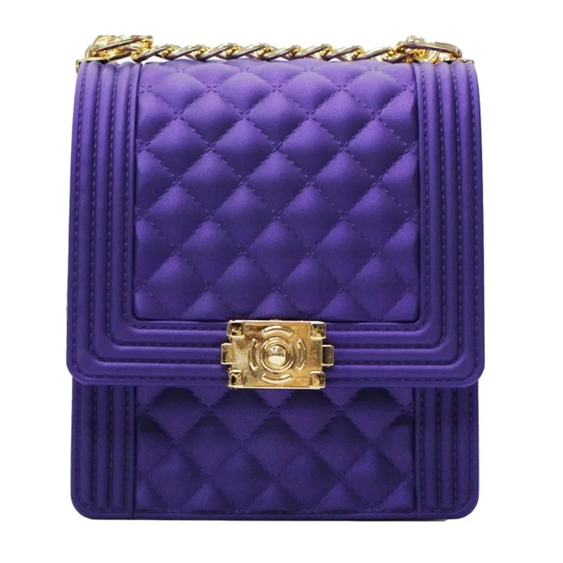 

Lady's Messenger Bag Small Rainbow Jelly Diamond Lattice Summer Beach Casual Luxury Brand Style Phone Purse for Women Flap