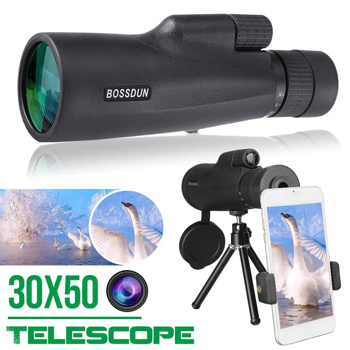 

10-30x50 мощный Монокуляр с большим диапазоном масштабирования Карманный зрительный телескоп очки для охоты кемпинга туризма детский телеско...