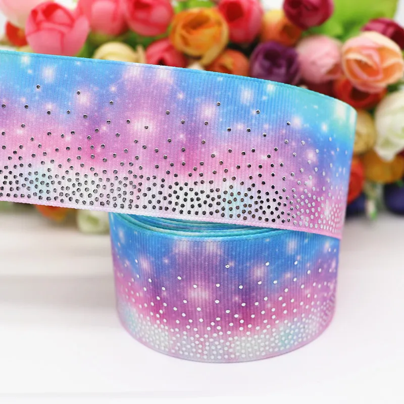 10 Yards 1.5&quot 38MM Silver Dots Foil Rainbow Printed Grosgrain Ribbon For Hair Bows DIY Crafts Handmade Accessories M19091601 | Дом и сад