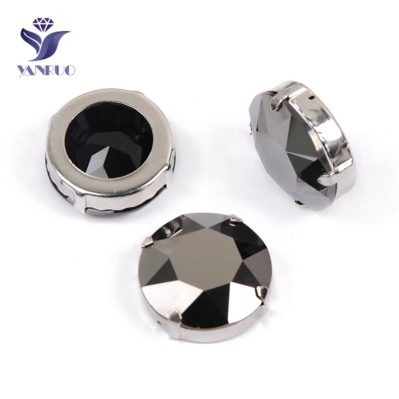 Jet Hematite Yanruo 1201 круглая нашивная СТРАЗА стеклянные поделки камни и кристаллы Точка назад большие стразы для украшения - Цвет: Jet Hematite