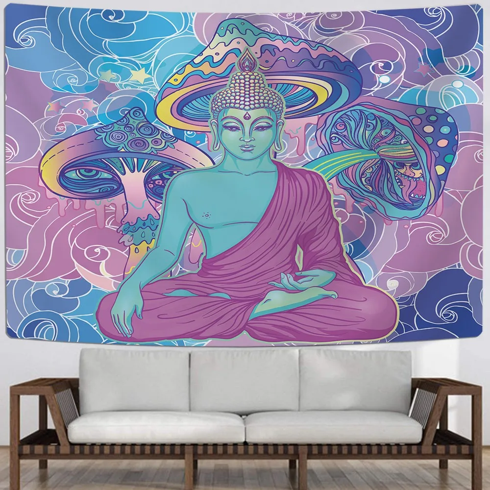 Индийский Религия гобелен китайская Будда стене висит 3D печати темно цветной для