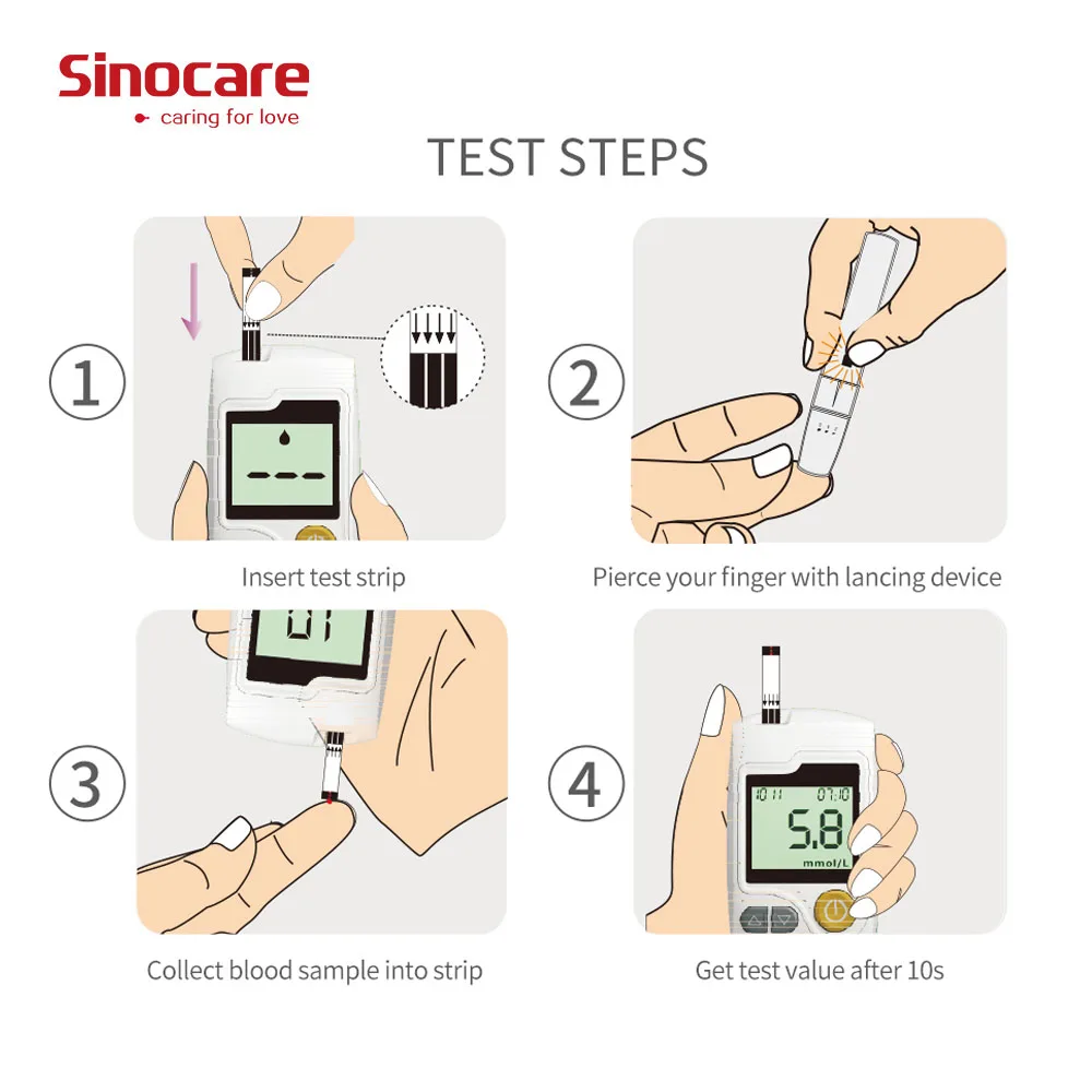 (50/100 комплекты) Sinocare GA 3 комплект глюкометра разделены Тесты полоски иглы для