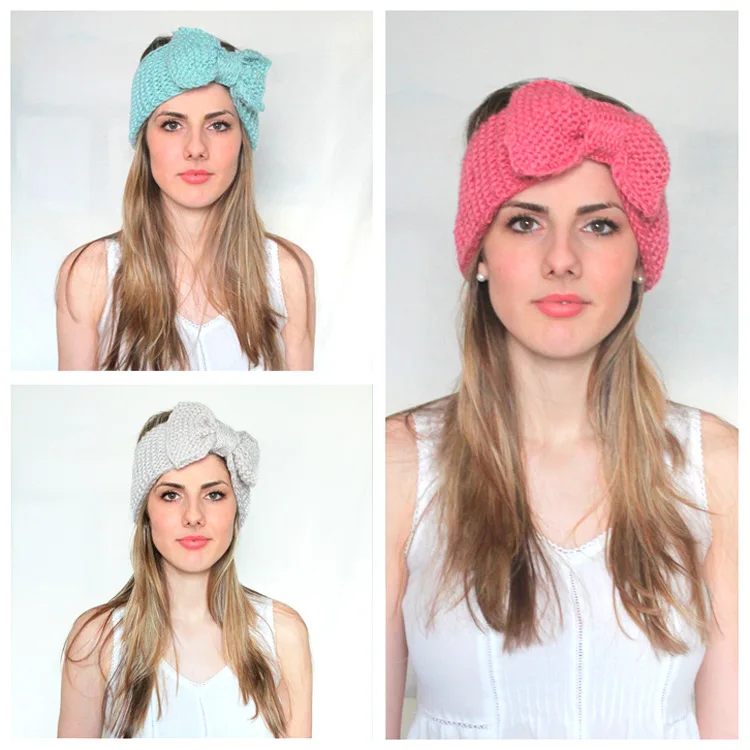Европейский и американский вязаный шерстяной головной убор с большим бантом