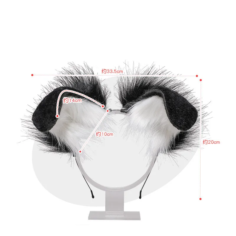 Пушистая плюшевая складная повязка на голову с кошачьими ушками контрастный
