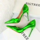 2021 пикантные женские туфли-лодочки на высоком каблуке 10,5 см; Цвет синий, зеленый, серебристый, золотой; Женские свадебные туфли из лакированной кожи; Большие размеры