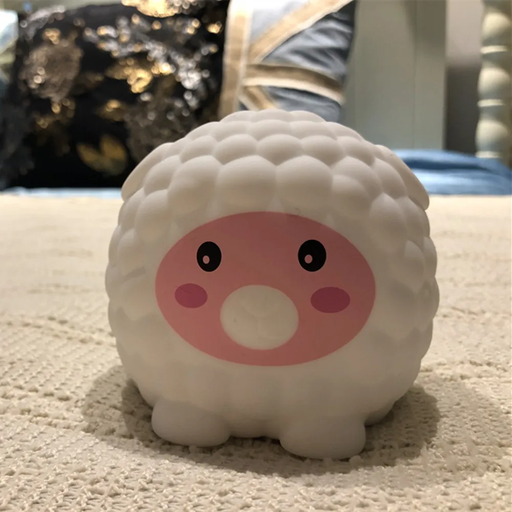 Светодиодный ночсветильник в виде овцы с сенсорным датчиком цветная силиконовая