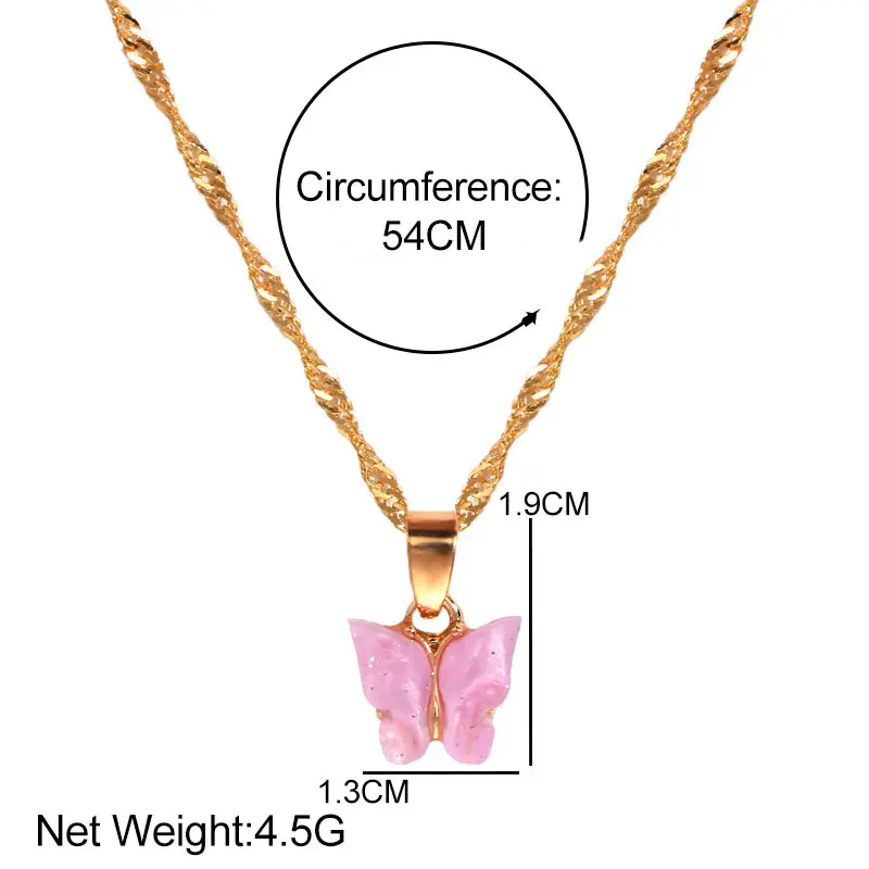 

Cender Fashion Multicolor Butterfly Twist Choker Necklace For Women Girls Acrylic Resin Pendant Necklace Cute Jewelry Party Gift