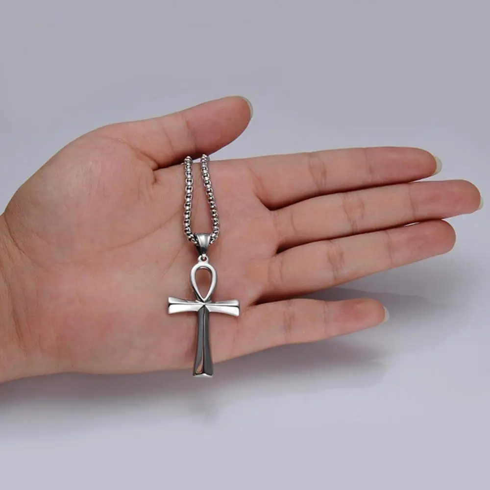 

Fashion Men Cross Pendant Long Chain Necklace Party Club Jewelry Birthday Gift