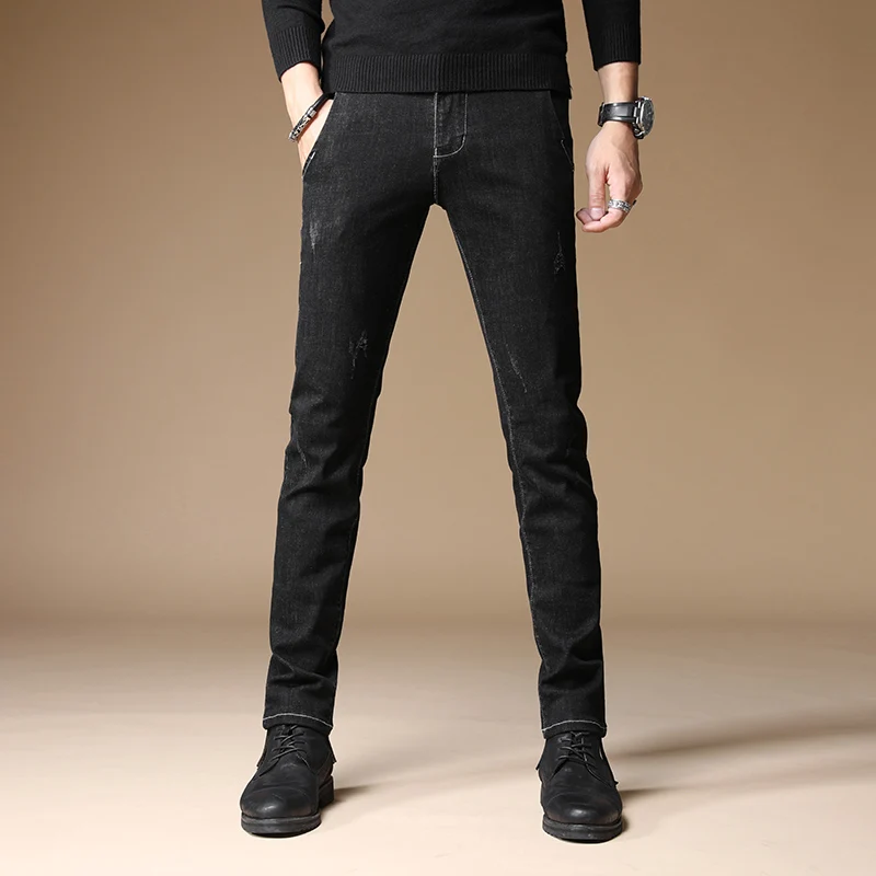 Мужские джинсы DEE MOONLY однотонные черные Стрейчевые обтягивающие повседневные
