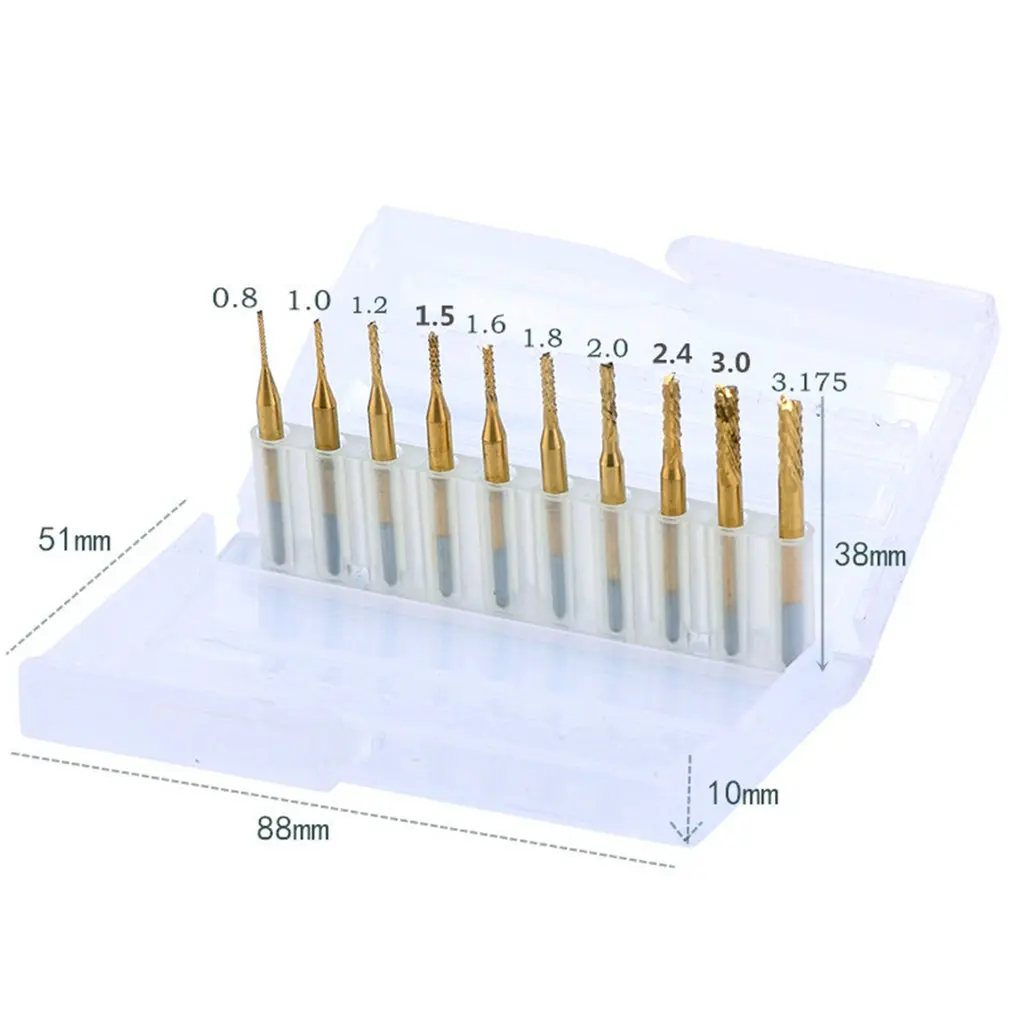 

10 Pieces Set Tungsten Carbide Extended PCB Corn Cutter CNC Engraving Wood Router Corn Milling Cutter PCB Drill