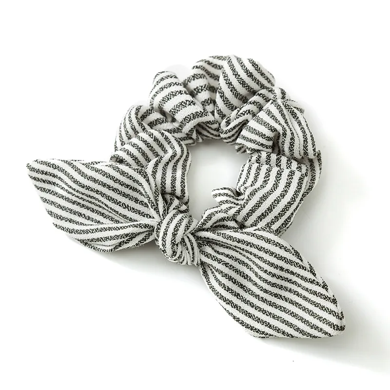 

Fashion Rabbit Ear Hair Ties for Women Simple Striped Hair Scrunchies Korean Girl Elastic Hair Rubber Band Lady Hair Accessories
