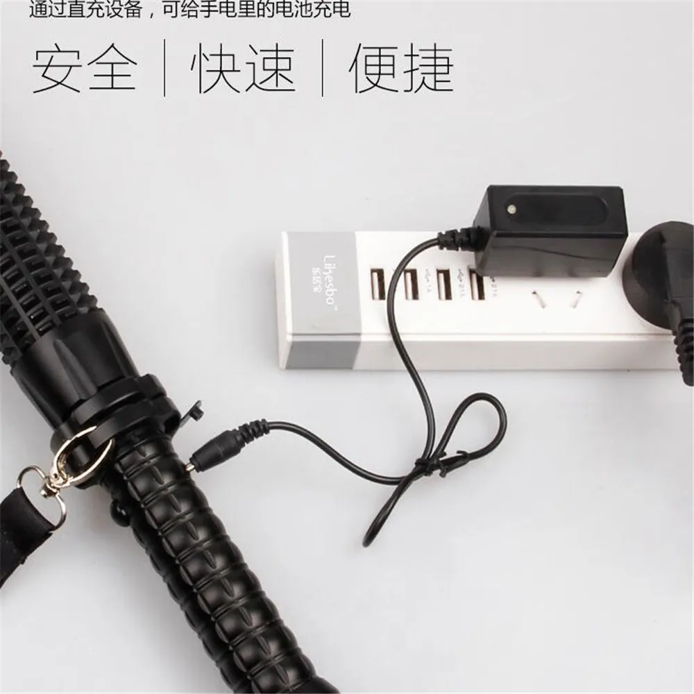 Супер фонарь телескопическая дубинка для фонарик Самообороны 18650 Батарея