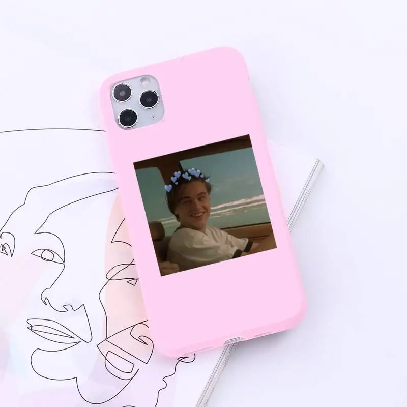 

American actors Leonardo DiCaprio Aesthetic art Phone Case Candy Color for iPhone 6 7 8 11 12 s mini pro X XS XR MAX Plus