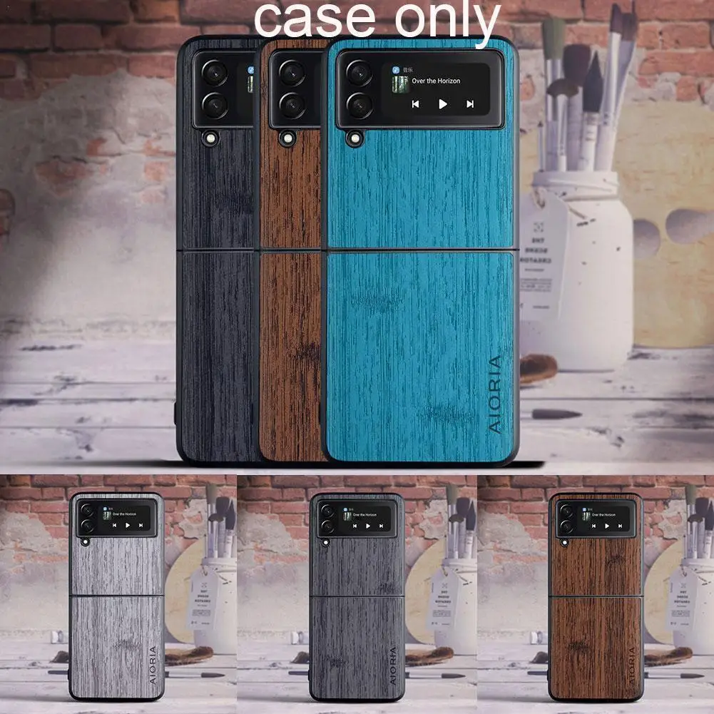 

For Z Flip 3 Flip3 5g Cases Texture Back Cover Full Shockproof Coque Cases Retro Protect Mobile Pastoral Phone Style G8u1