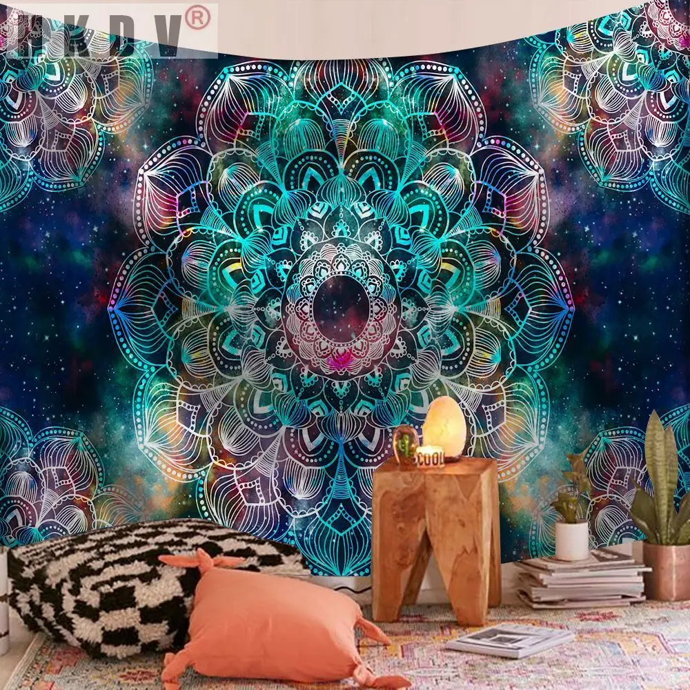 

HKDV Psychedelic Tapestry Wall Hanging Mandala Sandy Beach Towel Throw Rug Bohemian Blanket Sleeping Pad Tapestries Home Decor