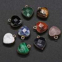 faceted charm natural stone heart shape section charm pendant for jewelry making diy necklace bracelet accessories size 15x18mm