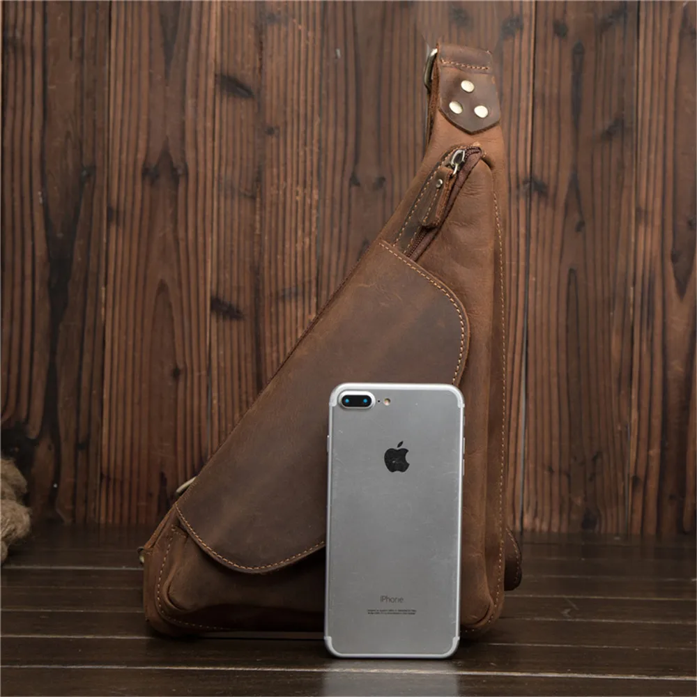 Original Design Chest Packs for Men Genuine Leather Crossbody Bag Male Fashion Shoulder Messenger Bag Men's Leather Chest Bag