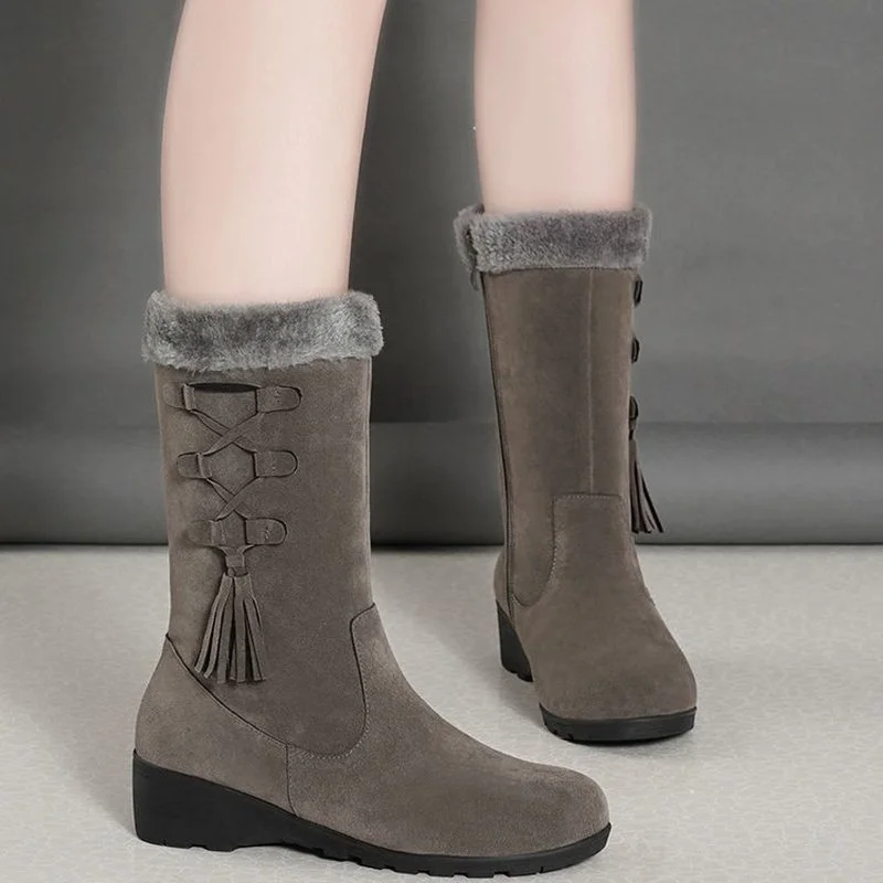 

Women's Snow Boots Suede Zipper Ladies Mid-tube Snow Boots High Quality Winter Warm Boots Comfortable Casual Boots Women's Boots