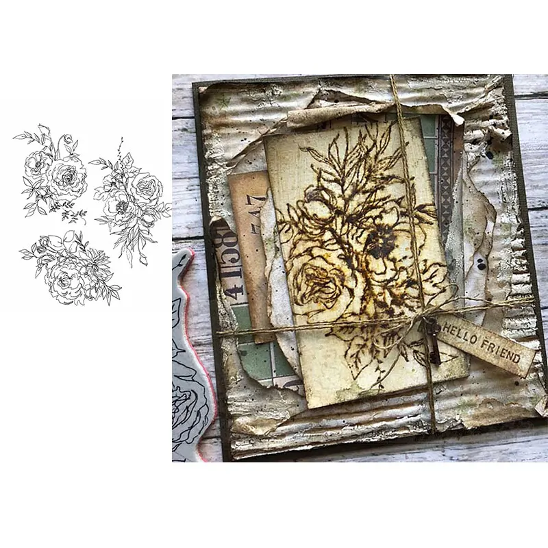 

Flower Rose Cutting Dies and Stamps Scrapbook Diary Decoration Stencil Embossing Template DIY Greeting Card Make Albums 2021
