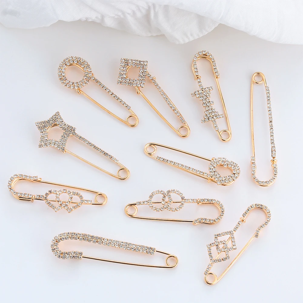 1 шт. модные большие размеры хрустальные стразы Металлическая Булавка большая