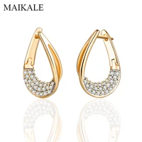 maikale fashion micro inlay dense cubic zirconia luxury rose gold water droplets stud earring for women jewelry exquisite gift