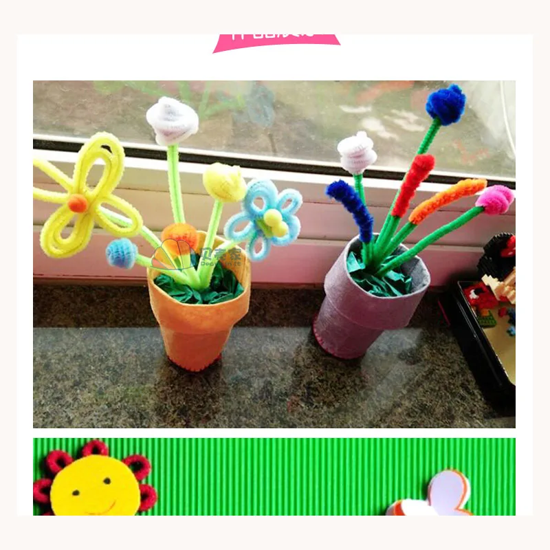 

100pcs30cmDIY Colorful Plush Stick Soft Pompoms Handmade Art Crafts Toys For Kids Doll Eyes Toy Accessories Creativity Gifts