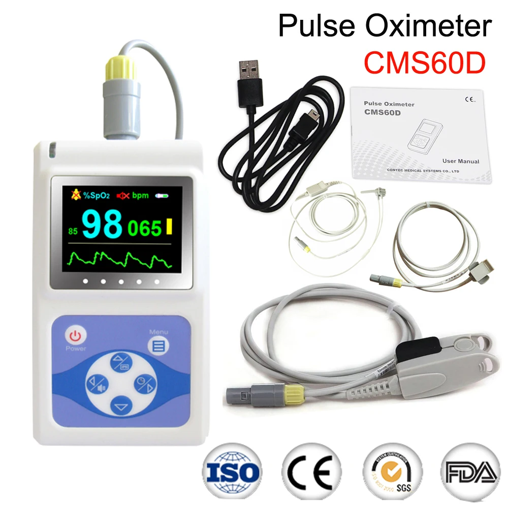 

CMS60D Handheld Pulse Oximeter Adult Paediatric Neonatal Veterinary Probe Blood oxygen Saturation Monitor VET SPO2 Sensor