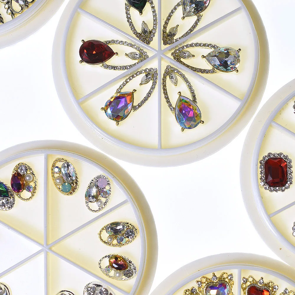 12pcs HOT Style Mixed Box 2022 Nail Alloy Rhinestone Stone Gems Glass Jewelry 3D Art Decorations DIY Design Charm Accessori |